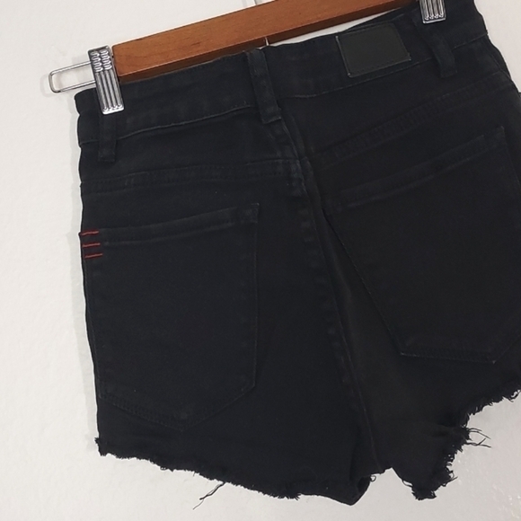 BDG Dree Shorts High Rise Cheeky Distressed Black Size 25 - Picture 8 of 16